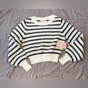 Elegant Black and White Striped Women's Sweater